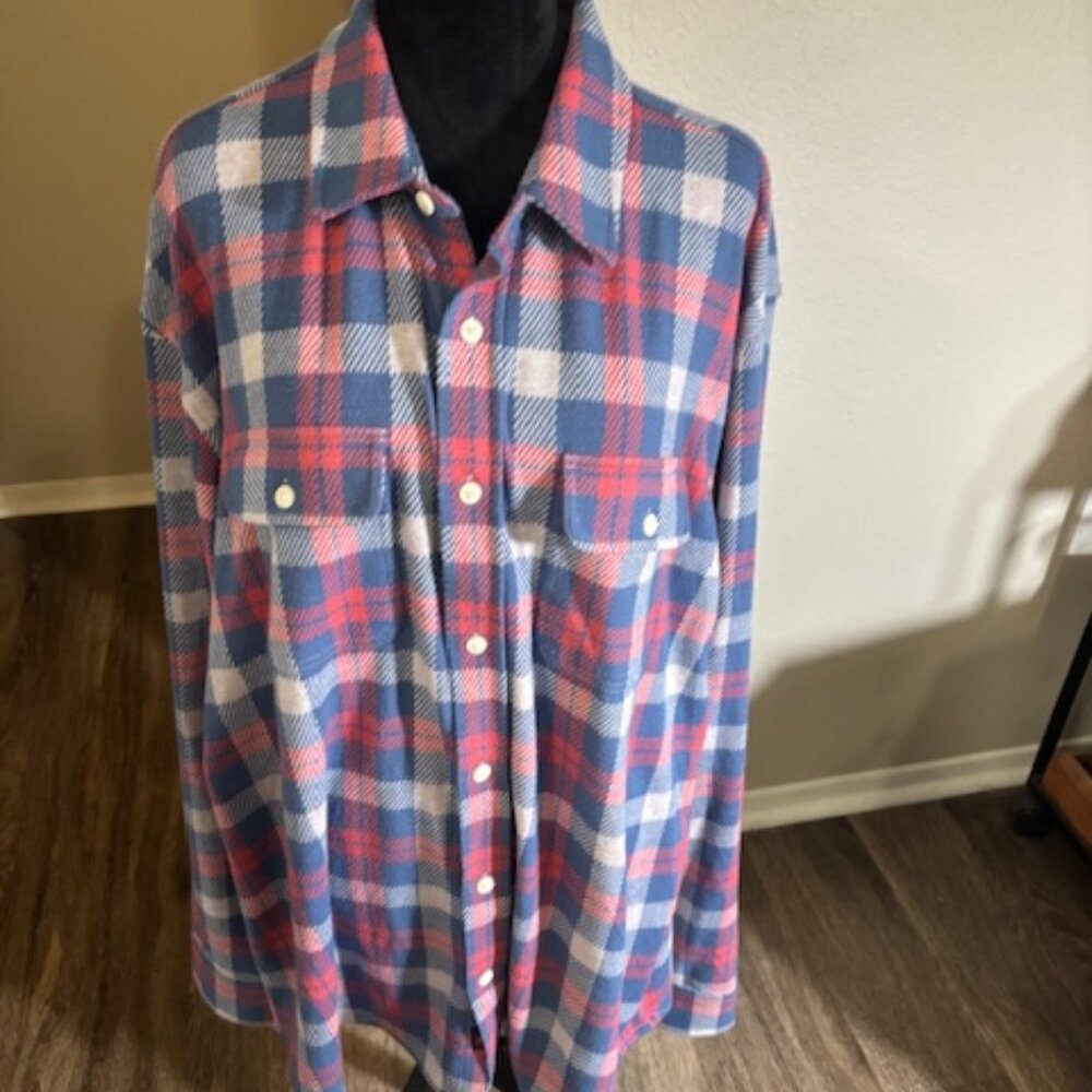 Faherty Blue and Red Plaid Button Down Shirt